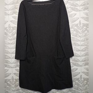 Eileen Fisher Pocket Dress Midi Knee Length Lagenlook Neutral